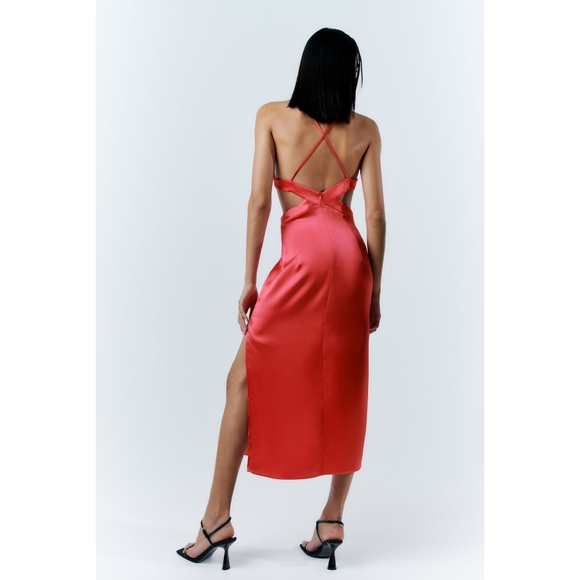 Zara Satin effect Cut out dress - Picture 10 of 16